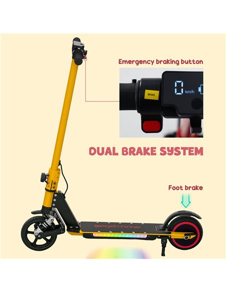 SPORTNOW Folding Electric Scooter for Kids Age 6-14 with Dual Brakes, Front Suspension, LED Colourful Lights and Display, 6.8kg  - pic 123820 | FastDaddyshop