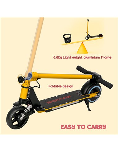 SPORTNOW Folding Electric Scooter for Kids Age 6-14 with Dual Brakes, Front Suspension, LED Colourful Lights and Display, 6.8kg 