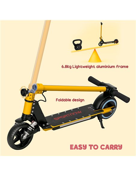 SPORTNOW Folding Electric Scooter for Kids Age 6-14 with Dual Brakes, Front Suspension, LED Colourful Lights and Display, 6.8kg  - pic 123823 | FastDaddyshop