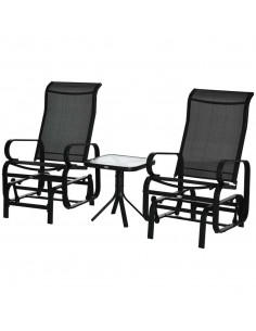 Outsunny 3 piece Outdoor Swing Chair with Tea Table Set, Black