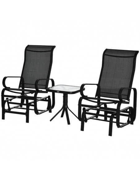 Outsunny 3 piece Outdoor Swing Chair with Tea Table Set, Black - pic 12383 | FastDaddyshop