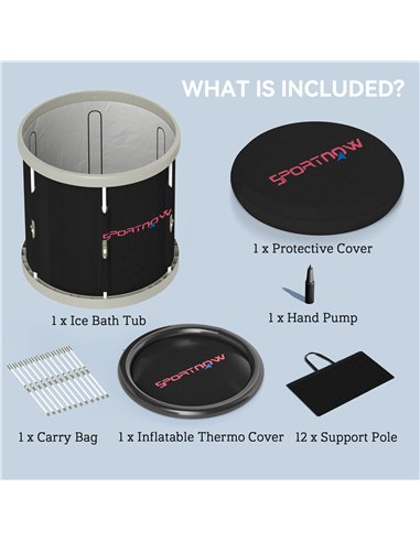 SPORTNOW Ice Bath Tub Outdoor, 210L Portable Cold Water Therapy Tub, Recovery Cold Plunge Pool with Lid, Cover and Carry Bag for