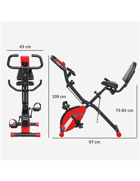 SPORTNOW 5-In-1 Folding Exercise Bike with Arm Workout Bands, Quiet 8-Level Magnetic Resistance Foldable Exercise Bike with LCD, - pic 123845 | FastDaddyshop
