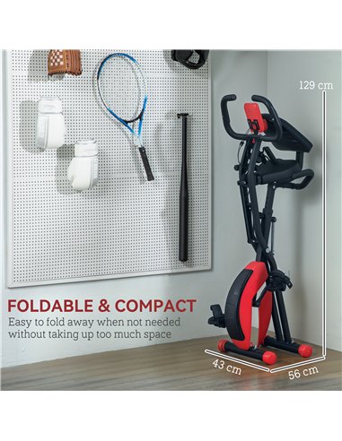 SPORTNOW 5-In-1 Folding Exercise Bike with Arm Workout Bands, Quiet 8-Level Magnetic Resistance Foldable Exercise Bike with LCD,