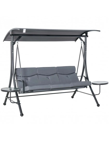 Outsunny 3 Seater Garden Swing Chair with Cushion and Coffee Tables, Grey - pic 12385 | FastDaddyshop