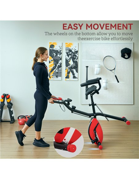 SPORTNOW 5-In-1 Folding Exercise Bike with Arm Workout Bands, Quiet 8-Level Magnetic Resistance Foldable Exercise Bike with LCD, - pic 123850 | FastDaddyshop