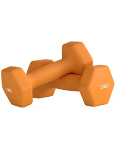 SPORTNOW 2 x 1.5kg Hexagonal Dumbbells Weights Set with Non-Slip Grip for Home Gym Workout, Orange