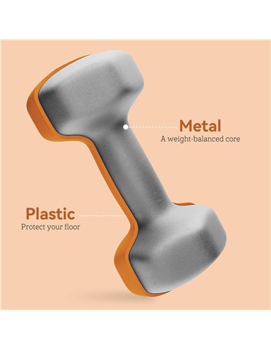 SPORTNOW 2 x 1.5kg Hexagonal Dumbbells Weights Set with Non-Slip Grip for Home Gym Workout, Orange