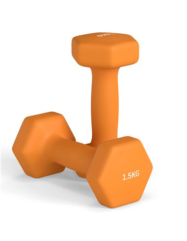 SPORTNOW 2 x 1.5kg Hexagonal Dumbbells Weights Set with Non-Slip Grip for Home Gym Workout, Orange