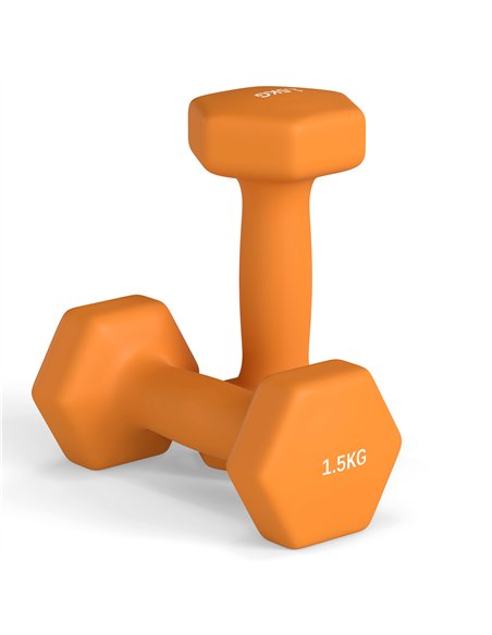 SPORTNOW 2 x 1.5kg Hexagonal Dumbbells Weights Set with Non-Slip Grip for Home Gym Workout, Orange - pic 123858 | FastDaddyshop
