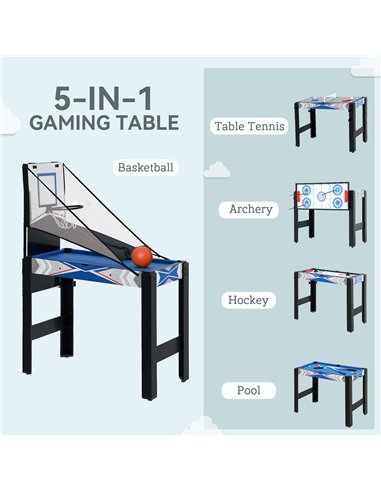 SPORTNOW 5 in 1 Multi Games Table Combo Sports Game Table for Kids, Mini Pool Table, Table Tennis Table, Hockey Table, Basketbal