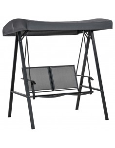 Outsunny 2 Seater Garden Swing Seat with Texteline Seats and Steel Frame, Dark Grey