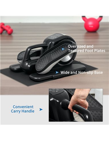 SPORTNOW Under Desk Elliptical Machine, Sit Down Pedal Exerciser with Forward and Reverse Motion, 12 Programs, LCD Monitor, Comp