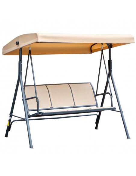 Outsunny 3 Seater Swing Chair Canopy with Canopy, Steel Frame, Beige - pic 12388 | FastDaddyshop