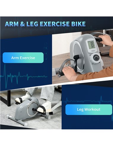 SPORTNOW Mini Exercise Bike, Sit Down Pedal Exerciser with 8-Level Quiet Magnetic Resistance and LCD Display, Portable Under Des