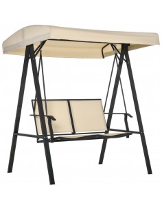Outsunny 2 Seater Garden Swing Chair with Adjustable Tilting Canopy, Textilene Seats, Beige