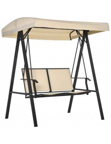Outsunny 2 Seater Garden Swing Chair with Adjustable Tilting Canopy, Textilene Seats, Beige - pic 12389 | FastDaddyshop