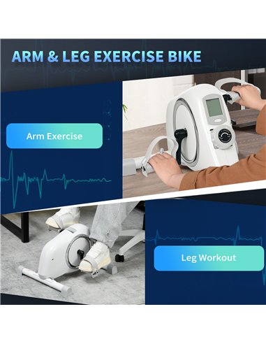 SPORTNOW Mini Exercise Bike, Sit Down Pedal Exerciser with 8-Level Quiet Magnetic Resistance and LCD Display, Portable Under Des