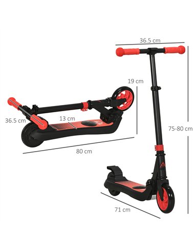 HOMCOM Folding Electric Scooter with Brake, for Ages 6+ Years, 8km/h Maximum Speed, Red