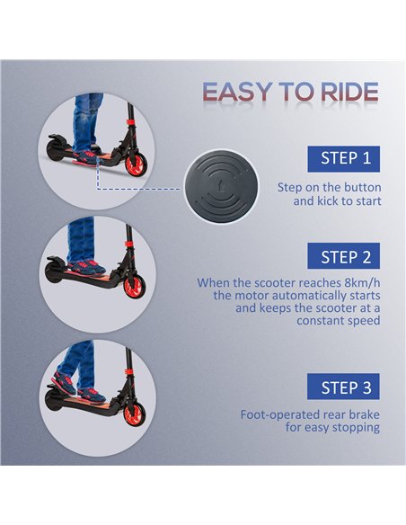 HOMCOM Folding Electric Scooter with Brake, for Ages 6+ Years, 8km/h Maximum Speed, Red - pic 123910 | FastDaddyshop
