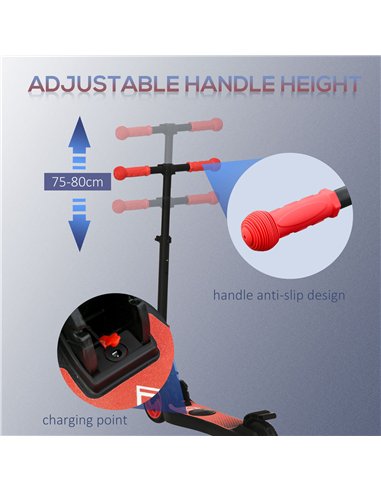 HOMCOM Folding Electric Scooter with Brake, for Ages 6+ Years, 8km/h Maximum Speed, Red