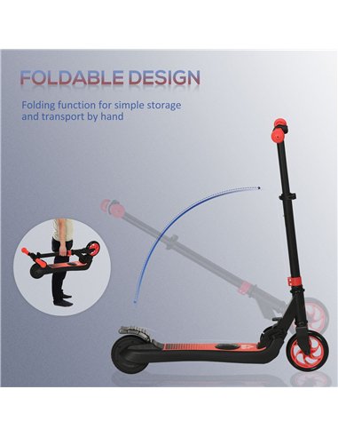 HOMCOM Folding Electric Scooter with Brake, for Ages 6+ Years, 8km/h Maximum Speed, Red
