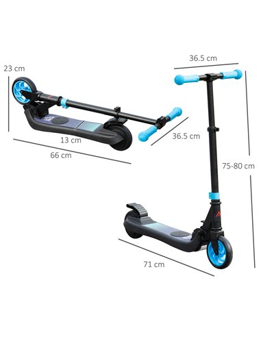 HOMCOM Folding Electric Scooter with Brake, for Ages 6+ Years, 8km/h Maximum Speed, Blue