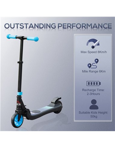 HOMCOM Folding Electric Scooter with Brake, for Ages 6+ Years, 8km/h Maximum Speed, Blue