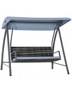 Outsunny 2-3 Seater Outdoor Garden Rattan Swing Chair with Removable Cushion, Mixed Grey