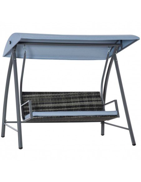 Outsunny 2-3 Seater Outdoor Garden Rattan Swing Chair with Removable Cushion, Mixed Grey - pic 12392 | FastDaddyshop