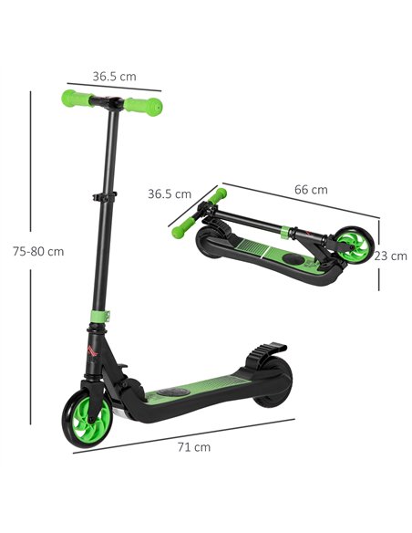 HOMCOM Folding Electric Scooter with Brake, for Ages 6+ Years, 8km/h Maximum Speed, Green - pic 123926 | FastDaddyshop