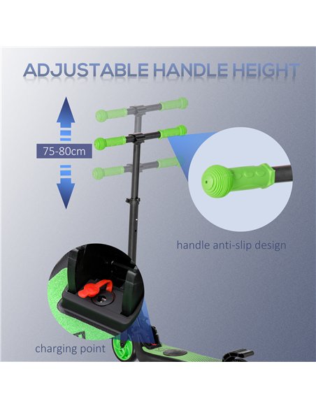 HOMCOM Folding Electric Scooter with Brake, for Ages 6+ Years, 8km/h Maximum Speed, Green - pic 123929 | FastDaddyshop