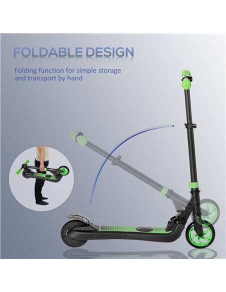HOMCOM Folding Electric Scooter with Brake, for Ages 6+ Years, 8km/h Maximum Speed, Green - pic 123930 | FastDaddyshop