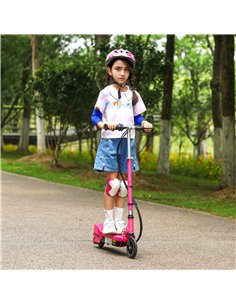 HOMCOM Foldable Electric Kids Scooter, Ride on, for Ages 7-14 Years, Pink 2