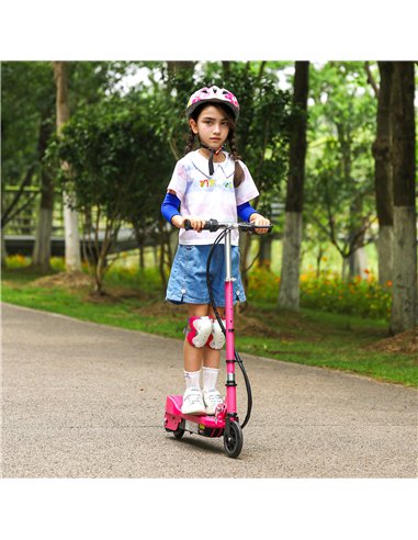 HOMCOM Foldable Electric Kids Scooter, Ride on, for Ages 7-14 Years, Pink