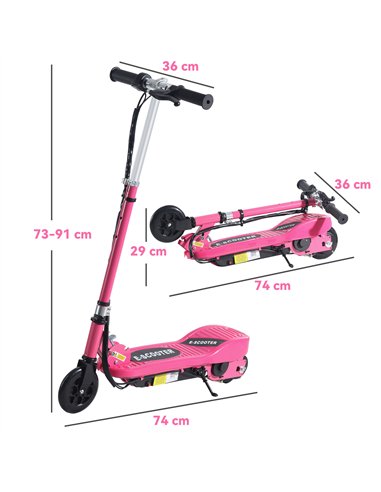 HOMCOM Foldable Electric Kids Scooter, Ride on, for Ages 7-14 Years, Pink