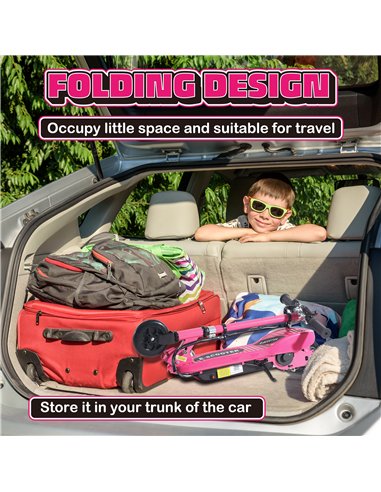 HOMCOM Foldable Electric Kids Scooter, Ride on, for Ages 7-14 Years, Pink