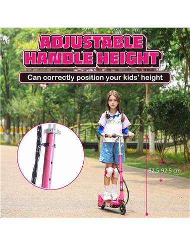HOMCOM Foldable Electric Kids Scooter, Ride on, for Ages 7-14 Years, Pink