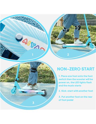 AIYAPLAY Electric Scooter for Kids Ages 4-7, with Auxiliary Rear Wheels, Flashing LED Light and Electric Brake, Kids Electric Sc