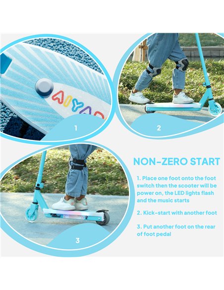 AIYAPLAY Electric Scooter for Kids Ages 4-7, with Auxiliary Rear Wheels, Flashing LED Light and Electric Brake, Kids Electric Sc - pic 123947 | FastDaddyshop