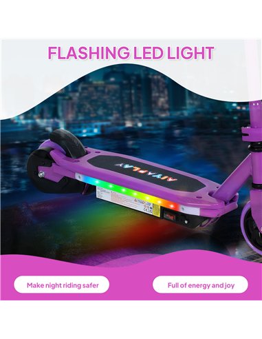 AIYAPLAY Electric Scooter for Ages 6-14, with Colourful Light and Electric Brake, Electric Scooter E Scooter, Up to 10 KM/H & 8 