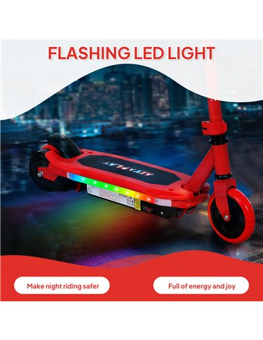 AIYAPLAY Electric Scooter for Ages 6-14, with Colourful Light and Electric Brake, Electric Scooter E Scooter, Up to 10 KM/H & 8 
