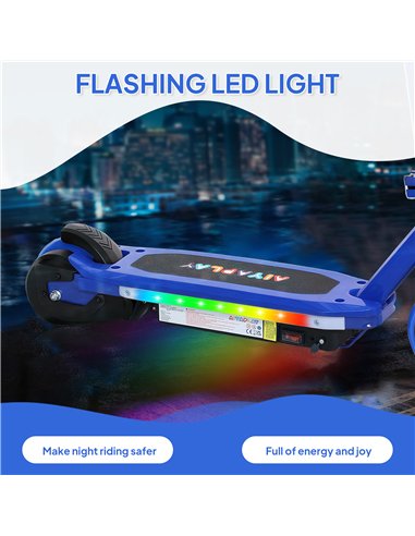 AIYAPLAY Electric Scooter for Ages 6-14, with Colourful Light and Electric Brake, Electric Scooter E Scooter, Up to 10 KM/H & 8 