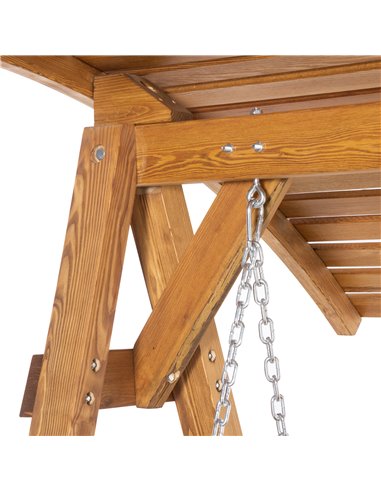 Outsunny 2 Seater Garden Swing Chair, Outdoor Canopy Swing Bench with Adjustable Shade and Solid Wood Frame