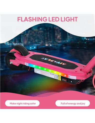 AIYAPLAY Electric Scooter for Ages 6-14, with Colourful Light and Electric Brake, Electric Scooter E Scooter, Up to 10 KM/H & 8 