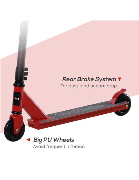 HOMCOM Street Stunt Scooter Intermediate and Beginner Freestyle Tricks Scooters For 14+ Teens Adult w/ Rear φ10cm Wheel & Brake  - pic 123991 | FastDaddyshop