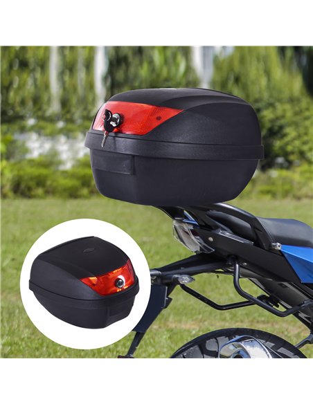 HOMCOM 28L Motorcycle Tail box Helmet Top Case Motorbike Luggage Storage Trunk Carrier Mount Rack w/ 2 Keys - pic 123997 | FastDaddyshop