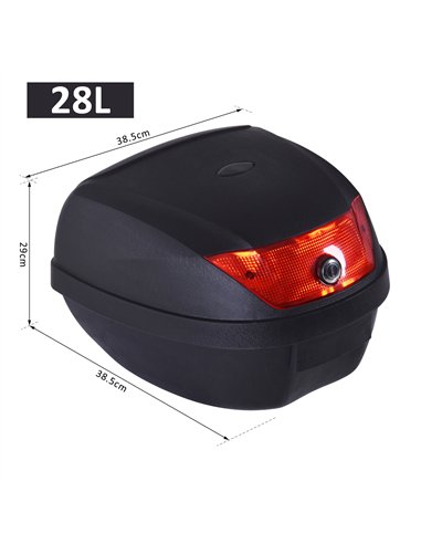 HOMCOM 28L Motorcycle Tail box Helmet Top Case Motorbike Luggage Storage Trunk Carrier Mount Rack w/ 2 Keys