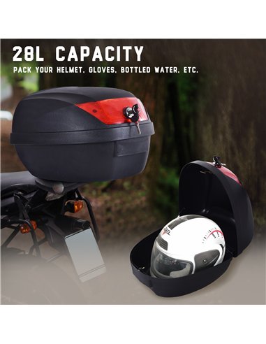HOMCOM 28L Motorcycle Tail box Helmet Top Case Motorbike Luggage Storage Trunk Carrier Mount Rack w/ 2 Keys