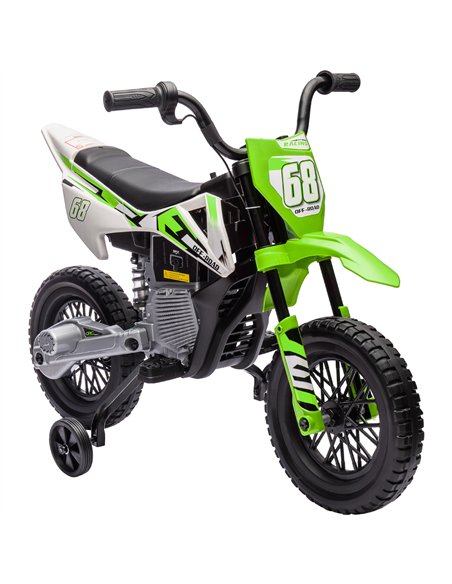 AIYAPLAY 12V Kids Electric Motorbike, Kids Electric Ride on motorcycle w/ Twist Grip Throttle, Training Wheels, Green - pic 124005 | FastDaddyshop